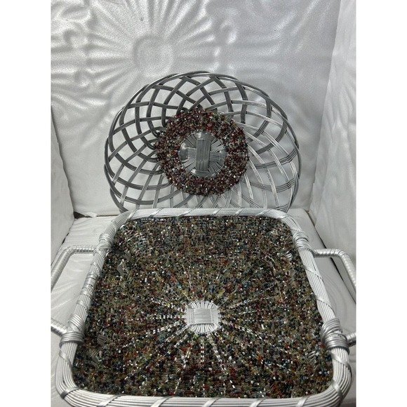 Seed Bead Square AluminumBasket and Metal Art Woven Bead Aluminum Basket